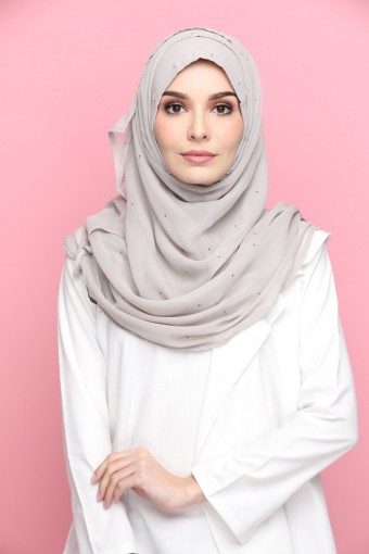 ASH-PLAIN CHIFFON WITH JEWEL