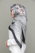 Gray Unconditional Love - Classic Shawl-Digital Printed Square SILK 130x130 cm with Tassels Gray Unc