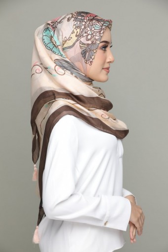 Pastel Unconditional Love - Classic Shawl-Digital Printed Square SILK 130x130 cm with Tassels