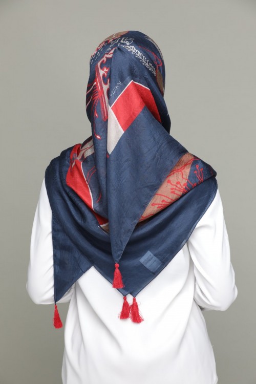 Royal Love-Classic Shawl-Digital Printed Square SILK 130x130 cm with Tassels