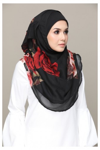 Belle-Premium Printed With Beads Smooth Chiffon