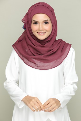 Aubergine-Plain With Tassels Smooth Chiffon (DEFECT ITEM)