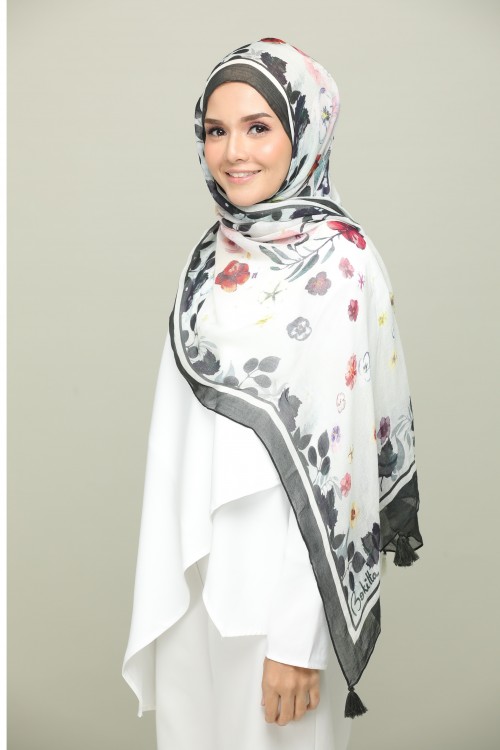 Bustan AlHubb Rectangle-Classic Shawl Rectangle 185x70-Printed Long Modal & Tassels