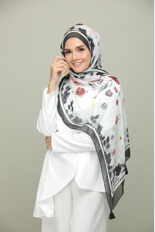 Bustan AlHubb Rectangle-Classic Shawl Rectangle 185x70-Printed Long Modal & Tassels