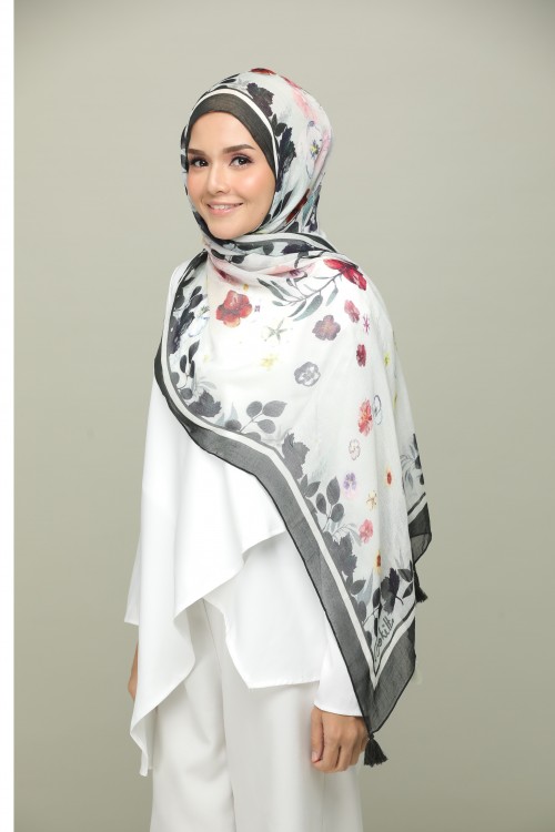 Bustan AlHubb Rectangle-Classic Shawl Rectangle 185x70-Printed Long Modal & Tassels