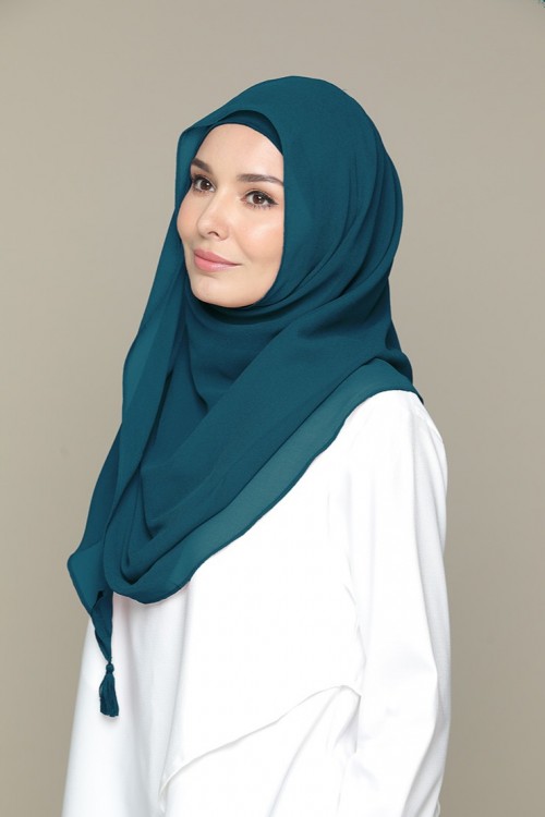 Deep Teal-Taj-Plain Crepe Chiffon