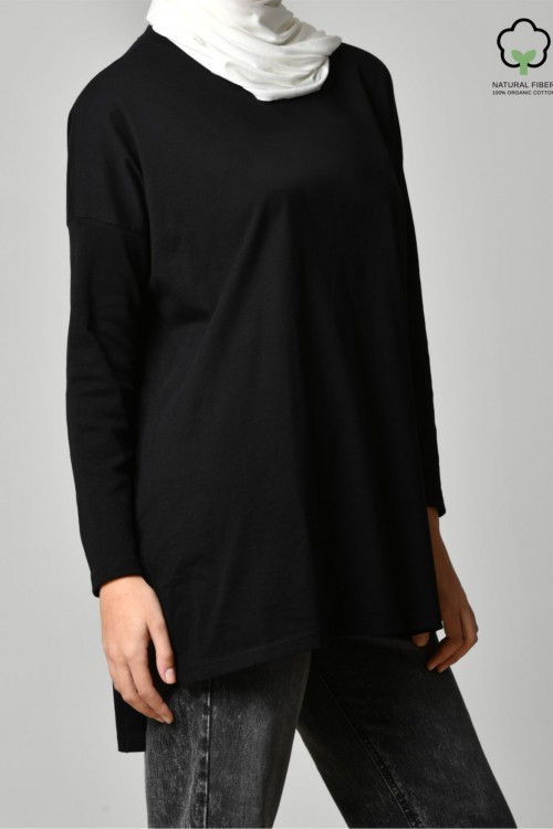 Black-Tshirt Tulip-Plain Organic Cotton