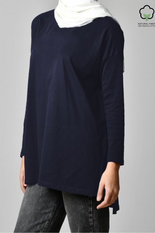 Navy-Tshirt Tulip-Plain Organic Cotton