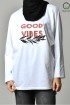 GOOD VIBES WHITE-Tshirt Pansy-Printed Cotton