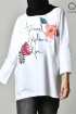 TRAVEL EXPLORE LIVE WHITE-Tshirt Pansy-Printed Cotton