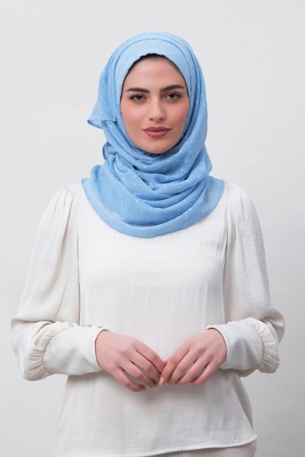 Baby Blue-Plain Mosaic Butti Chiffon