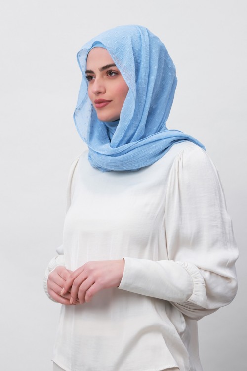 Baby Blue-Plain Mosaic Butti Chiffon