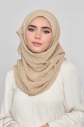 Humus Beige -Plain Mosaic Butti Chiffon (CLASSIC)