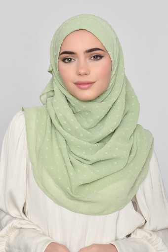 Moss Green -Plain Mosaic Butti Chiffon (CLASSIC)
