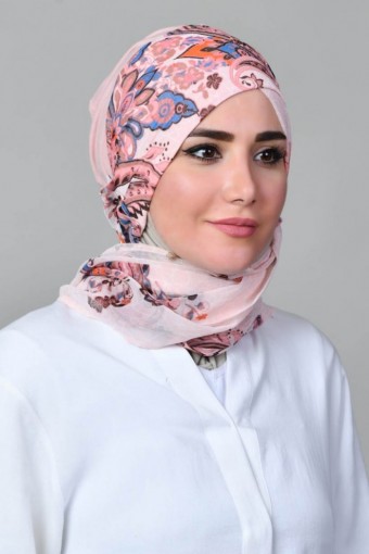 Kashmir Pink-Printed Mosaic Chiffon