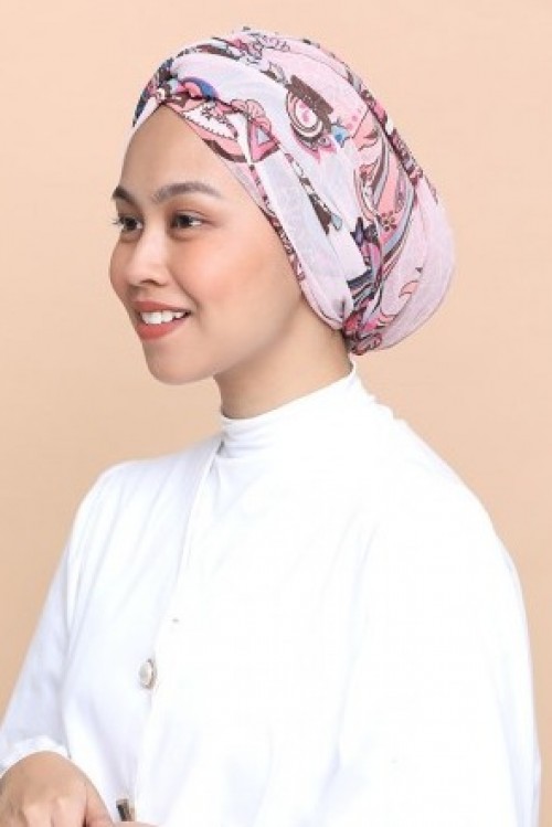 Kashmir Pink-Printed Mosaic Chiffon