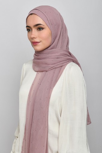 Rose Blush - Plain With Crystals Crinkled Chiffon (NEW STYLE)