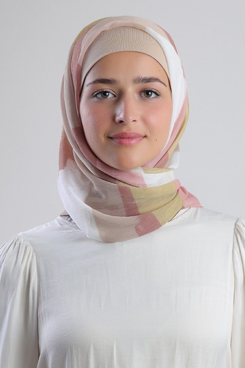 Nut Caramel - Printed Plus Crinkled Chiffon (NEW STYLE)