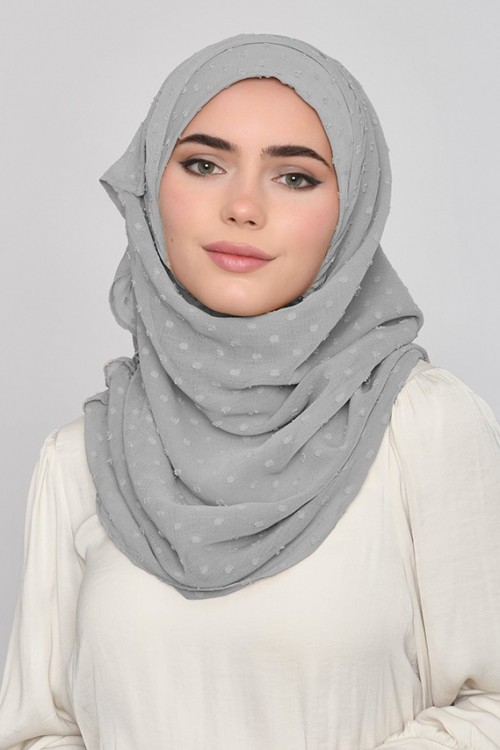 Stone Gray - Plain Mosaic Butti Chiffon (CLASSIC)