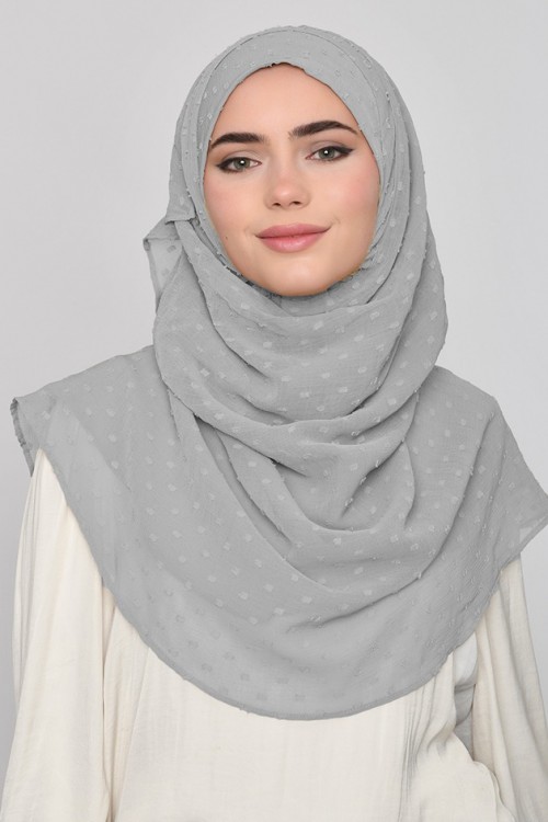 Stone Gray - Plain Mosaic Butti Chiffon (CLASSIC)