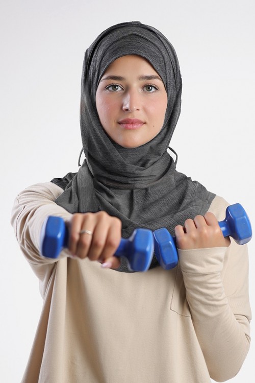 Gym Hijab - Plain Heather Functional Mesh