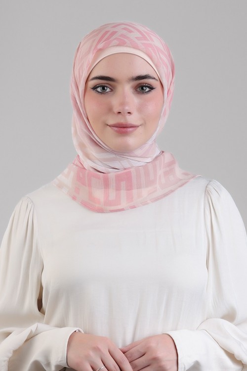 Monogram Pink-Printed Plus Crinkled Chiffon (NEW STYLE)