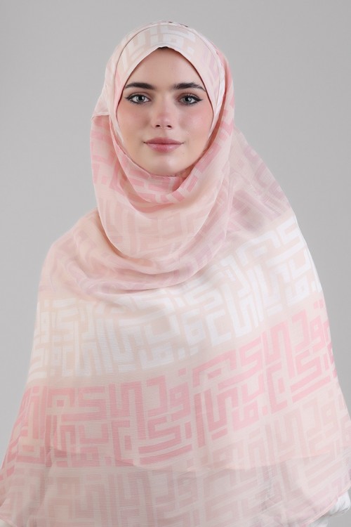 Monogram Pink-Printed Plus Crinkled Chiffon (NEW STYLE)