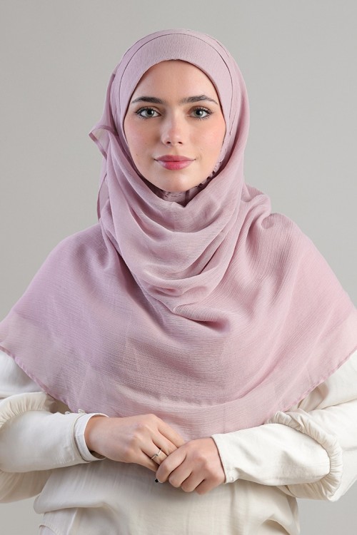 Light Mauve-Plain Crinkled Chiffon