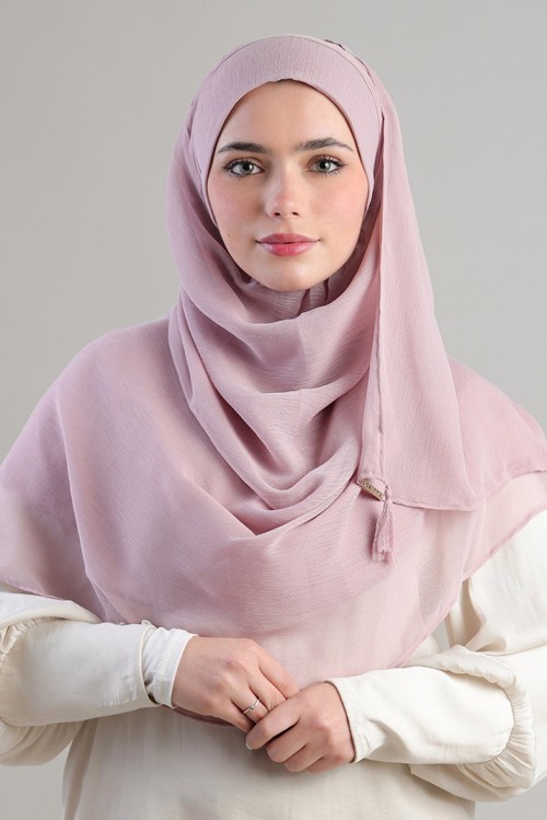 Light Mauve-Plain Crinkled Chiffon