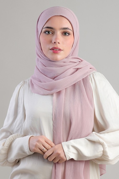 Light Mauve-Plain Crinkled Chiffon