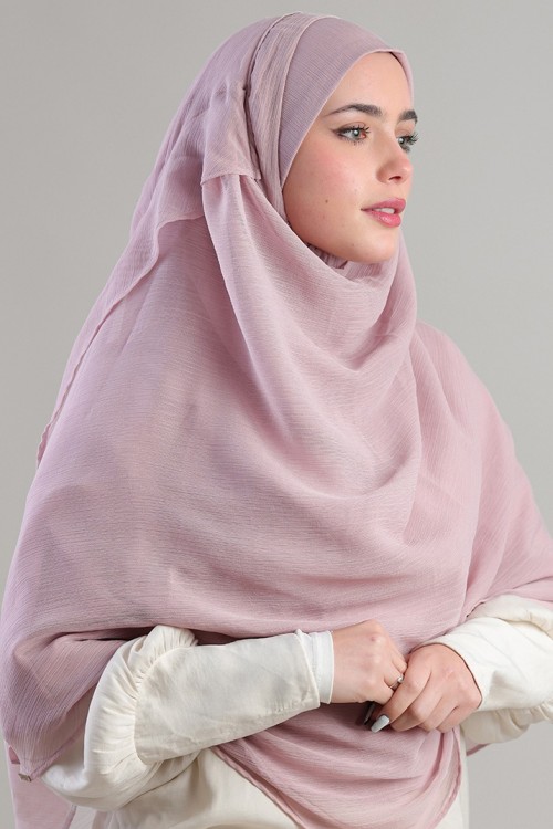 Light Mauve-Plain Crinkled Chiffon