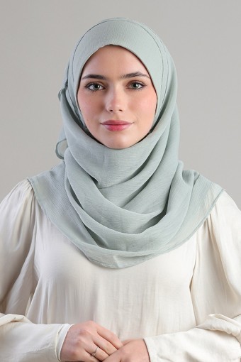 Soft Sage-Plain Crinkled Chiffon