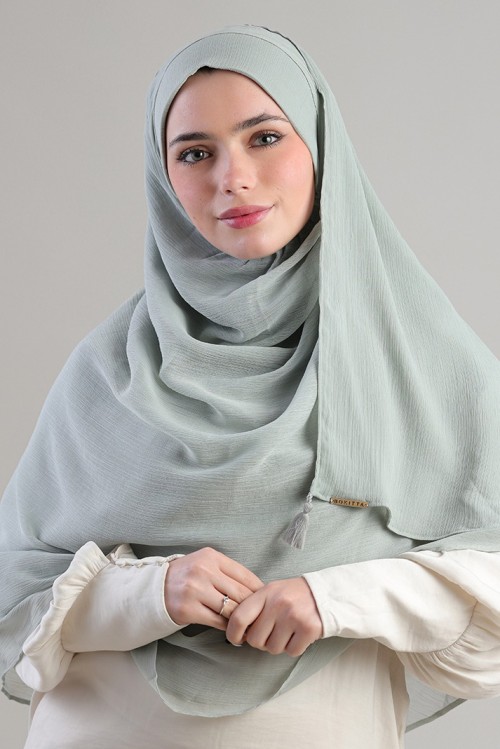 Soft Sage-Plain Crinkled Chiffon