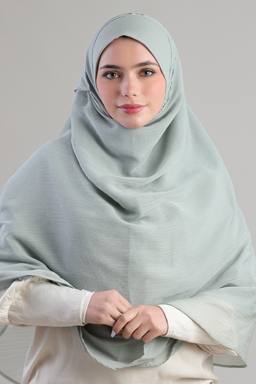 Soft Sage-Plain Crinkled Chiffon