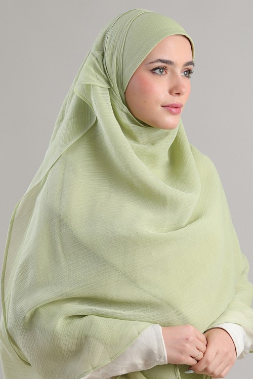 Lime Green-Plain Crinkled Chiffon