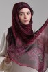 Bibi Khanym Maroon-Printed Plus Crinkled Chiffon With Foil