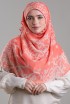 Putra Coral-Printed Plus Crinkled Chiffon