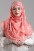 Putra Coral-Printed Plus Crinkled Chiffon