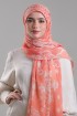 Putra Coral-Printed Plus Crinkled Chiffon