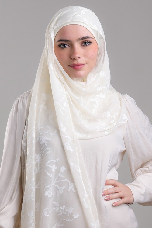 Sheikh Zayed Offwhite-Premium Plain Brasso Georgette