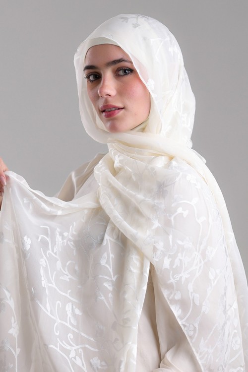 Sheikh Zayed Offwhite-Premium Plain Brasso Georgette