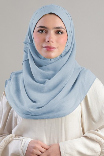 Sky Blue-Plain Crinkled Chiffon