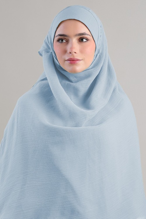 Sky Blue-Plain Crinkled Chiffon