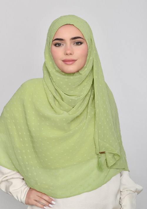 Apple Green-Plain Mosaic Butti Chiffon