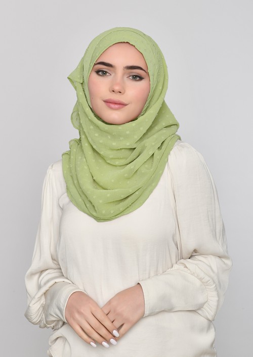 Apple Green-Plain Mosaic Butti Chiffon