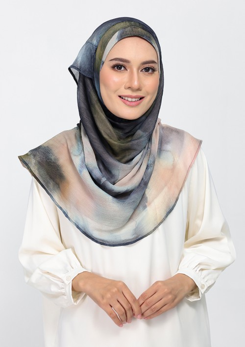 Autumn Mist-Printed Plus Crinkled Chiffon