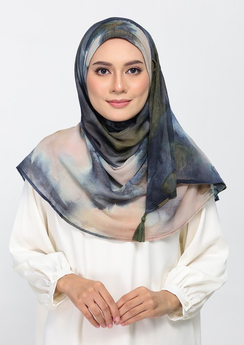 Autumn Mist-Printed Plus Crinkled Chiffon