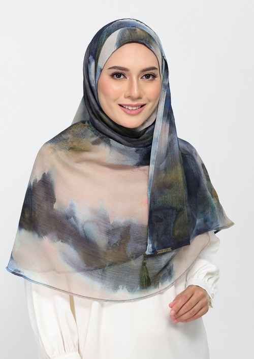 Autumn Mist-Printed Plus Crinkled Chiffon