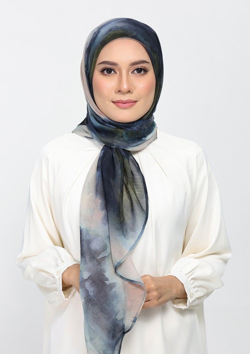 Autumn Mist-Printed Plus Crinkled Chiffon