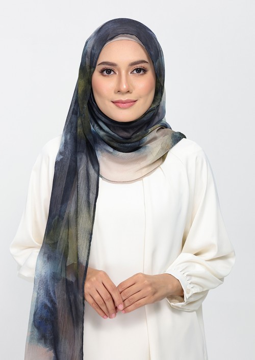 Autumn Mist-Printed Plus Crinkled Chiffon